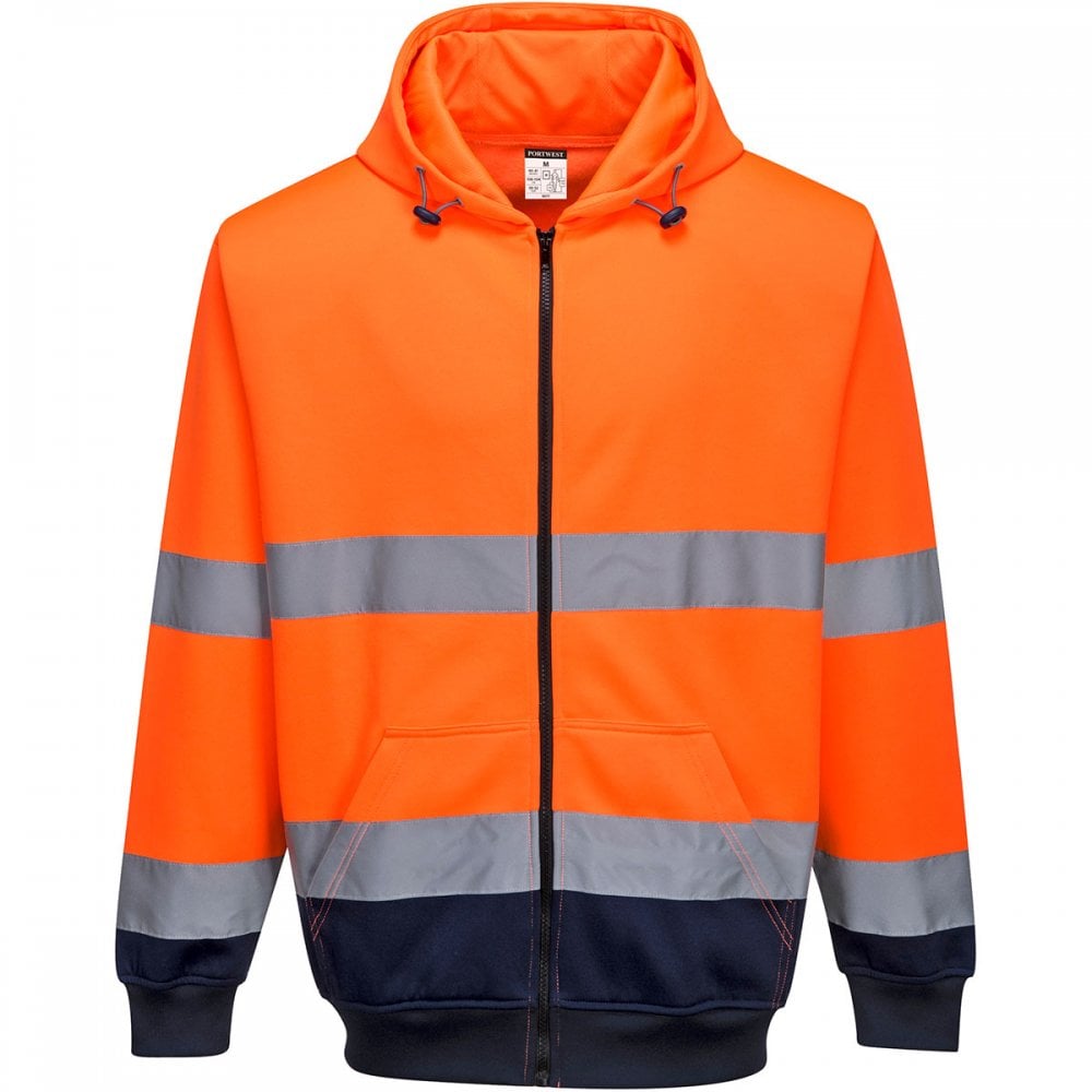 B317 Two-Tone Zip Front Hoodie Orange/Navy 2XL *One Size Only - Outlet Store*