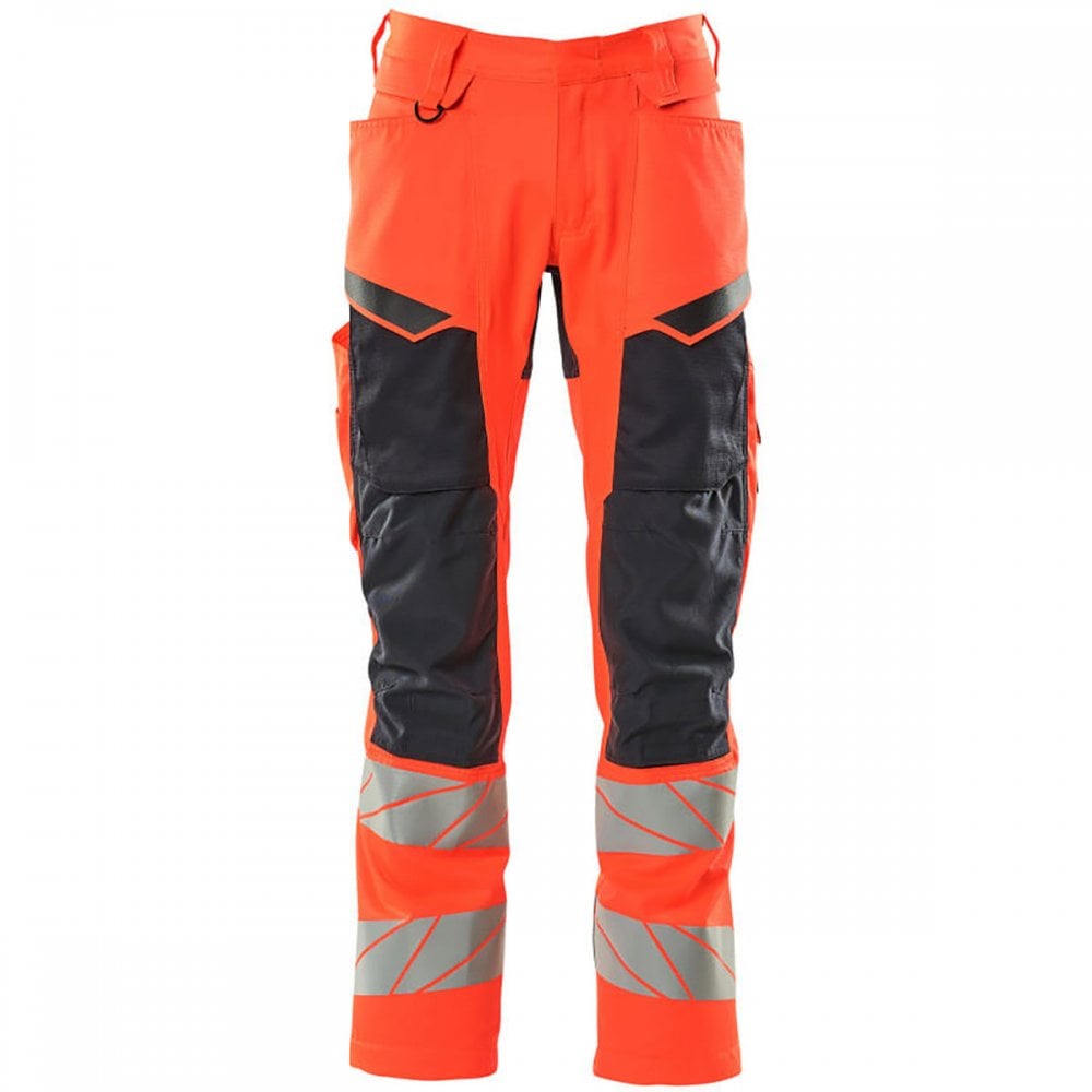 19579 Accelerate Safe Trousers with kneepad pockets Hi-Vis Red/Dark Navy 35" 38.5" *One Size Only - Outlet Store*