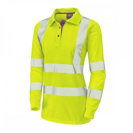 PL08 Pollyfield ISO 20471 Class 3 Coolviz Plus Womens Long Sleeved Polo Shirt