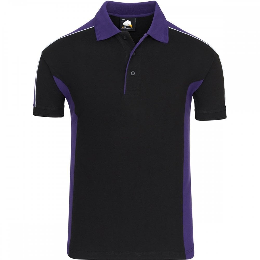1188 Avocet Two Tone Poloshirt Black/Purple L *One Size Only - Outlet Store*