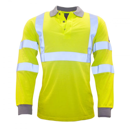 FR77 Modaflame Hi Visibility Long Sleeve Polo Shirt