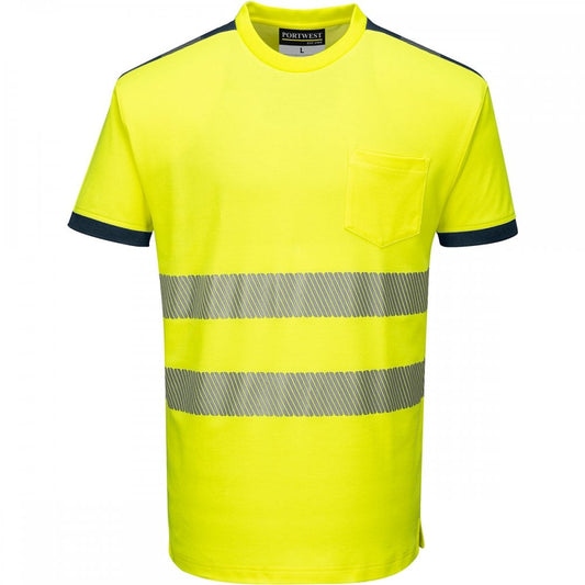 PW3 T181 Hi-Vis T-Shirt Short Sleeve Yellow/Black