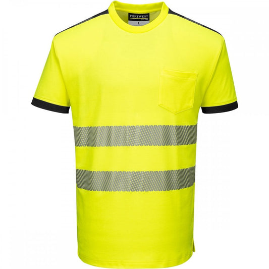 PW3 T181 Hi-Vis T-Shirt Short Sleeve Yellow/Black