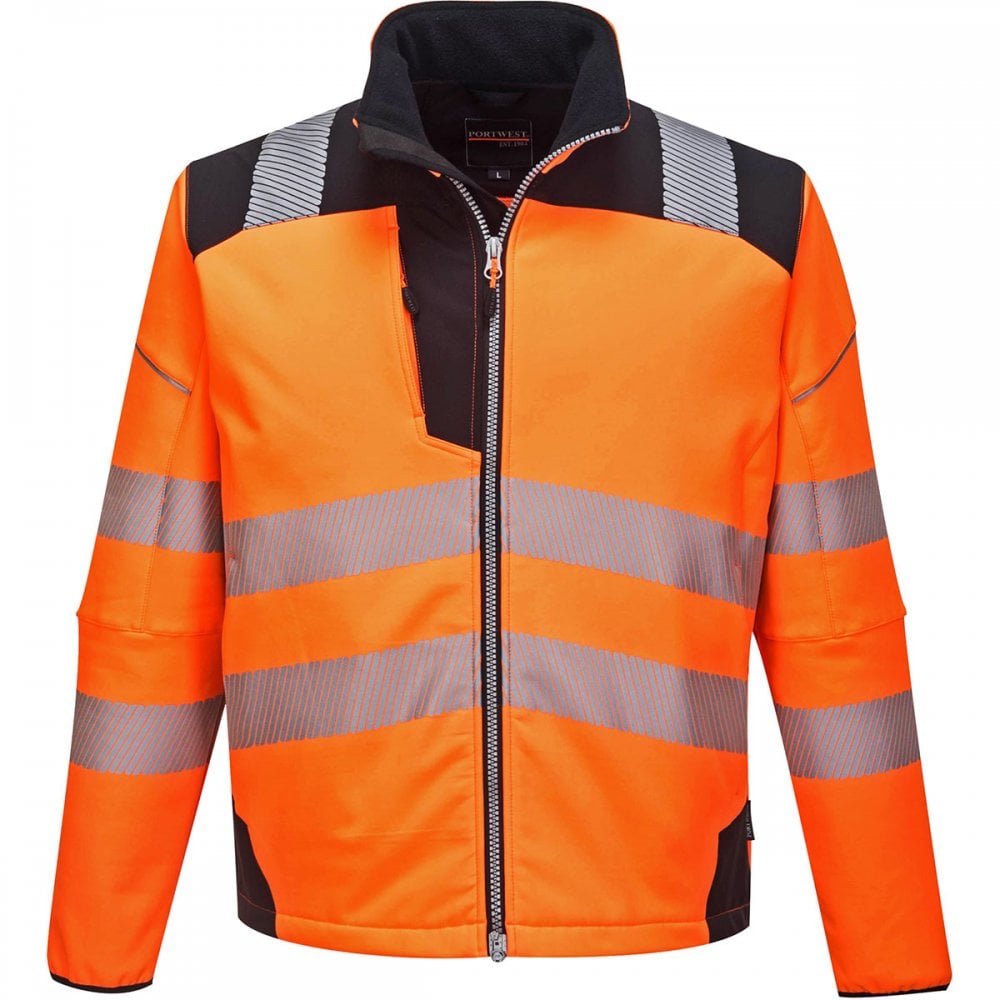 PW3 T402 Hi-Vis Softshell Jacket Orange/Black