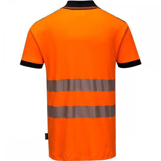PW3 T180 Hi-Vis Polo Shirt Short Sleeve Orange/Black