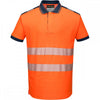 PW3 T180 Hi-Vis Polo Shirt Short Sleeve Orange/Navy