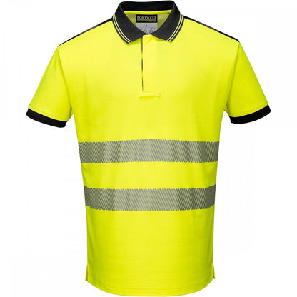 PW3 T180 Hi-Vis Polo Shirt Short Sleeve Yellow/Black