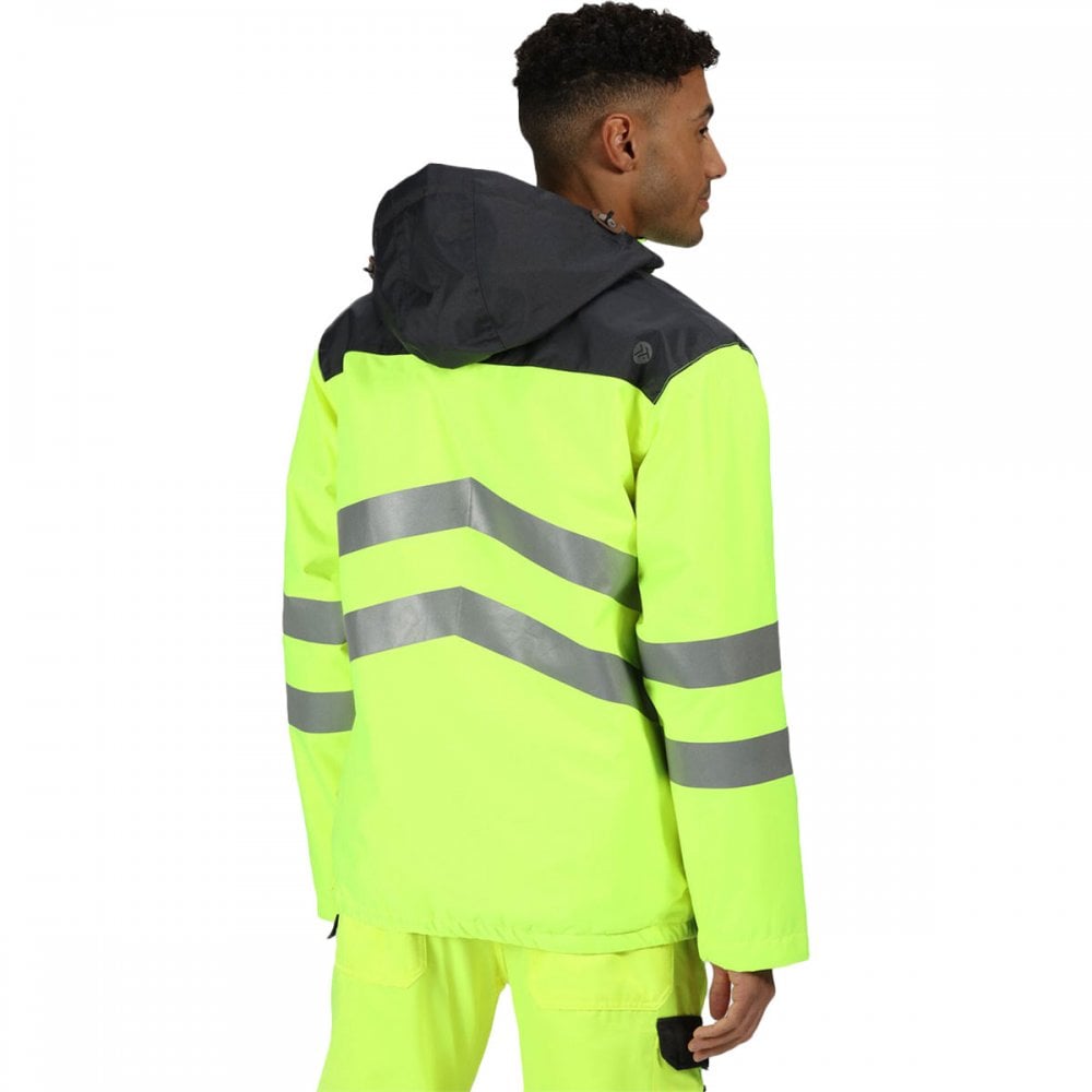 TRA316 Mens Hi-Vis Waterproof Reflective Overhead Bomber Jacket