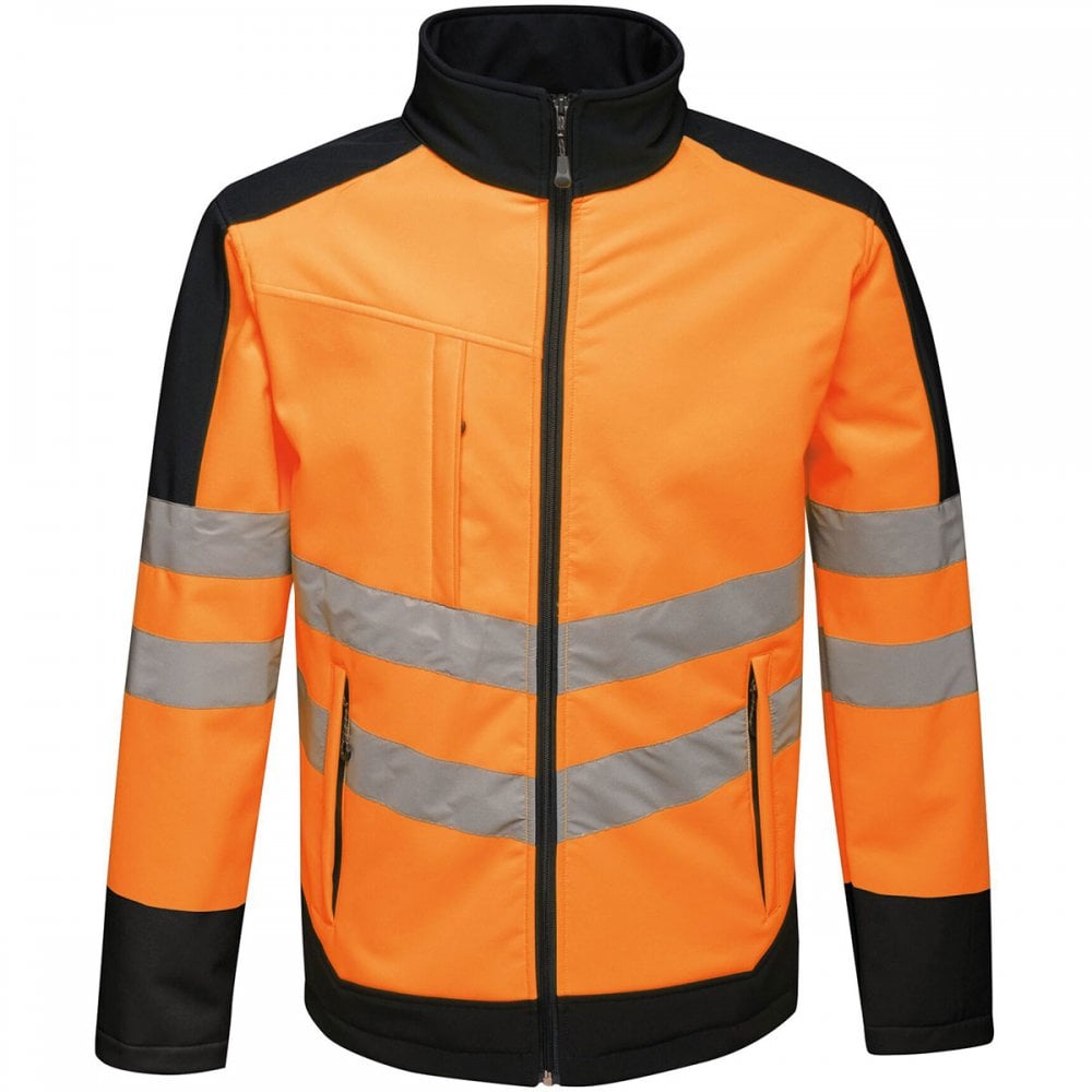 TRA625 Mens Hi Vis Pro Waterproof Reflective Softshell Work Jacket