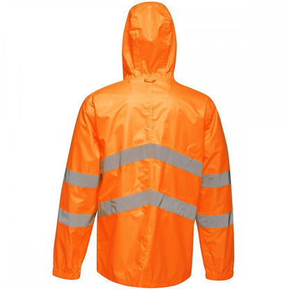 TRW497 Mens Hi Vis Pro Waterproof Reflective Packaway Work Jacket PLUS BAG