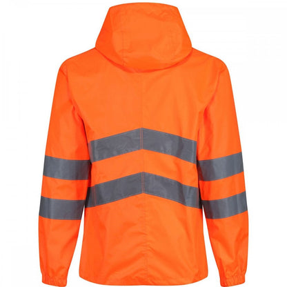 TRW497 Mens Hi Vis Pro Waterproof Reflective Packaway Work Jacket PLUS BAG