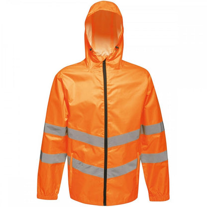 TRW497 Mens Hi Vis Pro Waterproof Reflective Packaway Work Jacket PLUS BAG