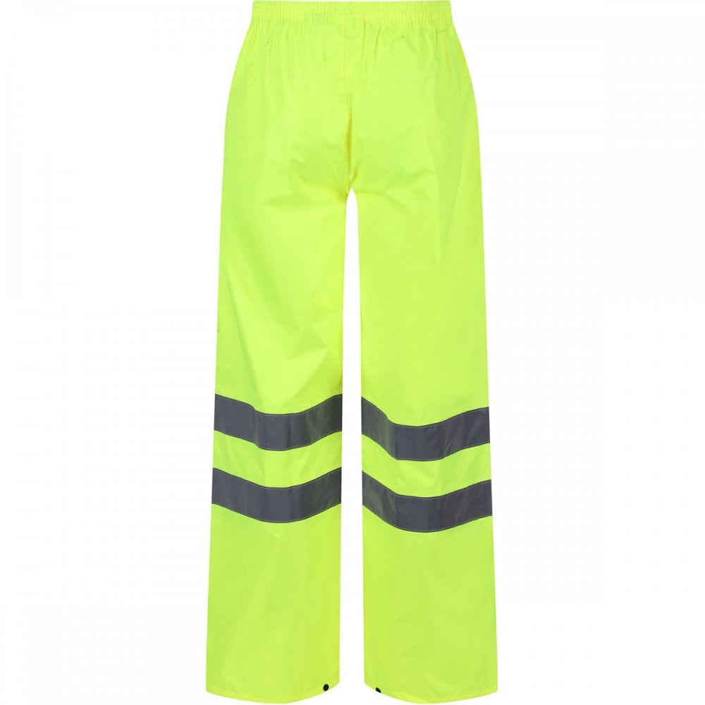 TRW498 Mens Hi Vis Pro Waterproof Reflective Packaway Work Over Trousers