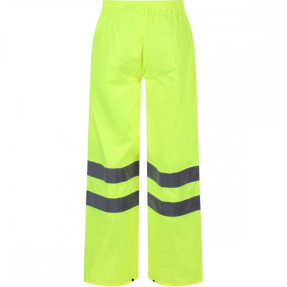 TRW498 Mens Hi Vis Pro Waterproof Reflective Packaway Work Over Trousers