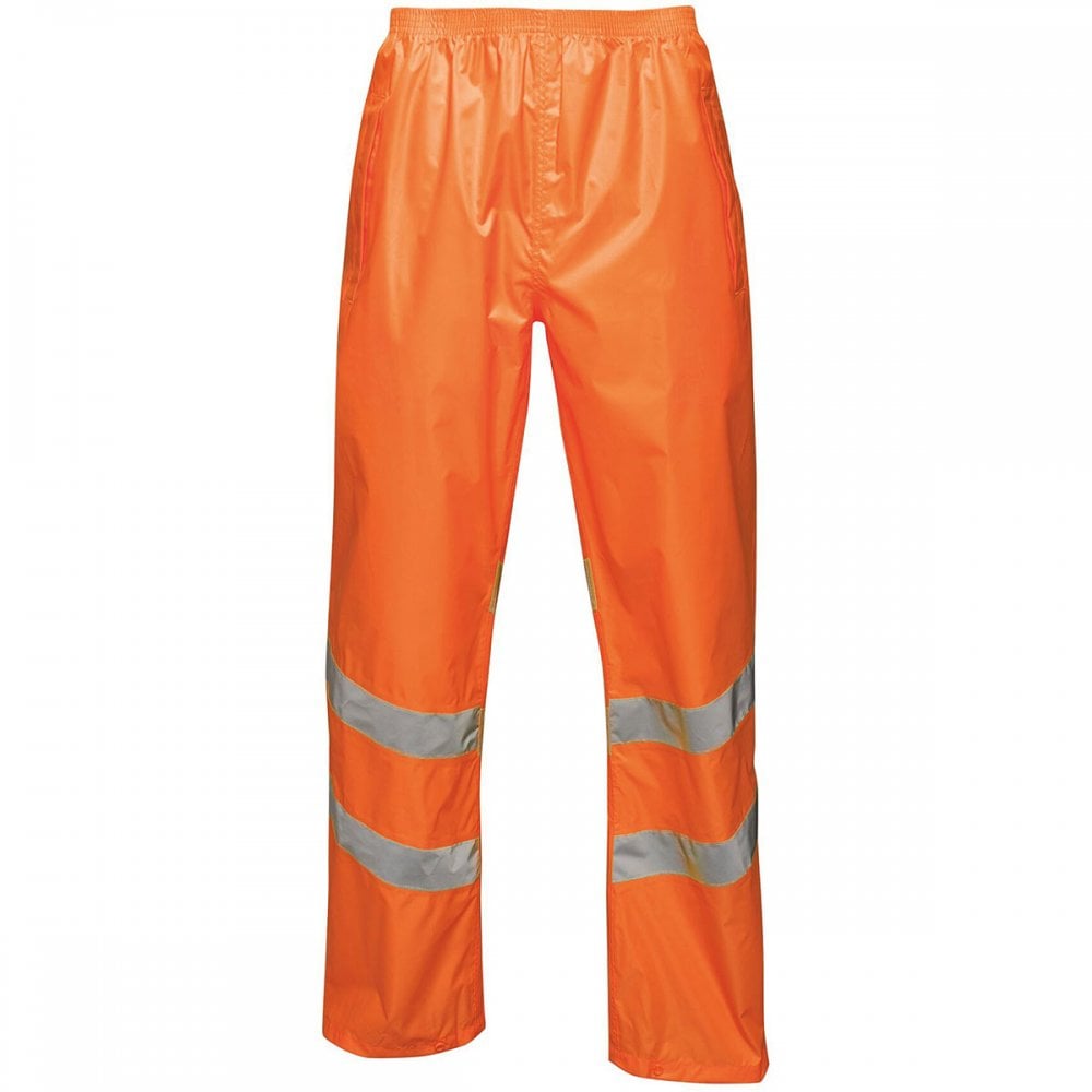 TRW498 Mens Hi Vis Pro Waterproof Reflective Packaway Work Over Trousers