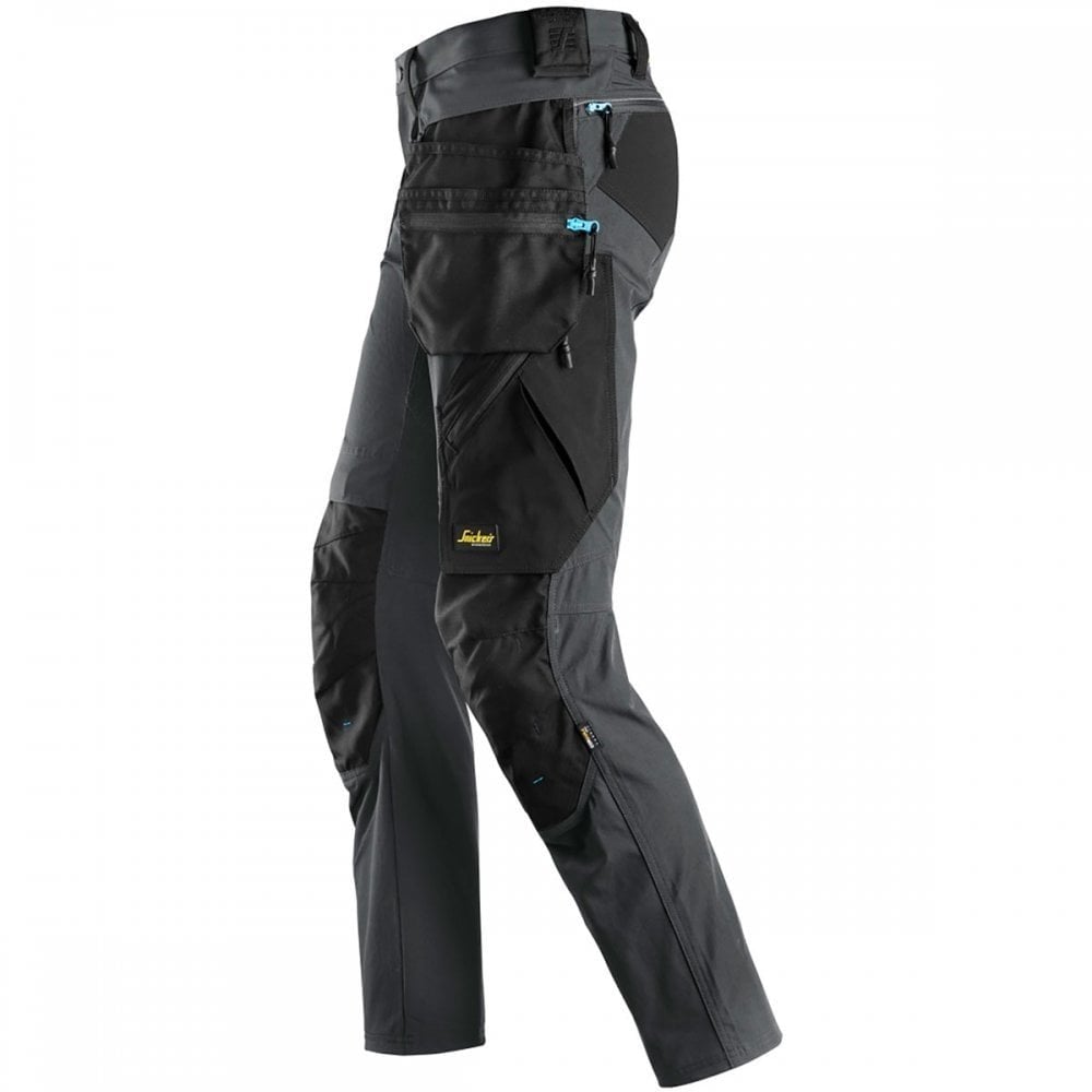 6208 LiteWork Trousers+ 4 Way Stretch Detachable Holster Pockets Steel Grey/Black - Slim Fit