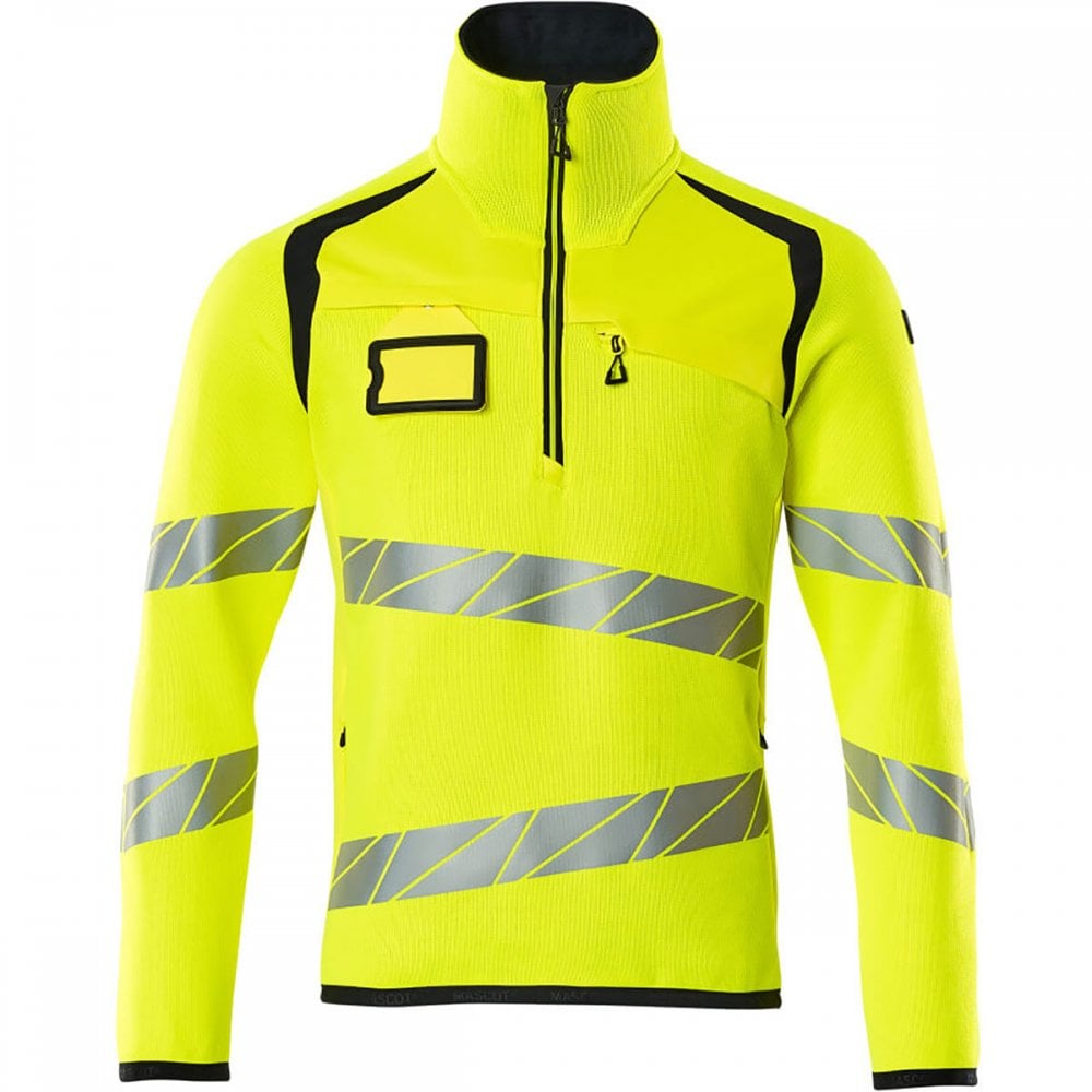 19005 Hi Vis Accelerate Safe Knitted Jumper with half zip
