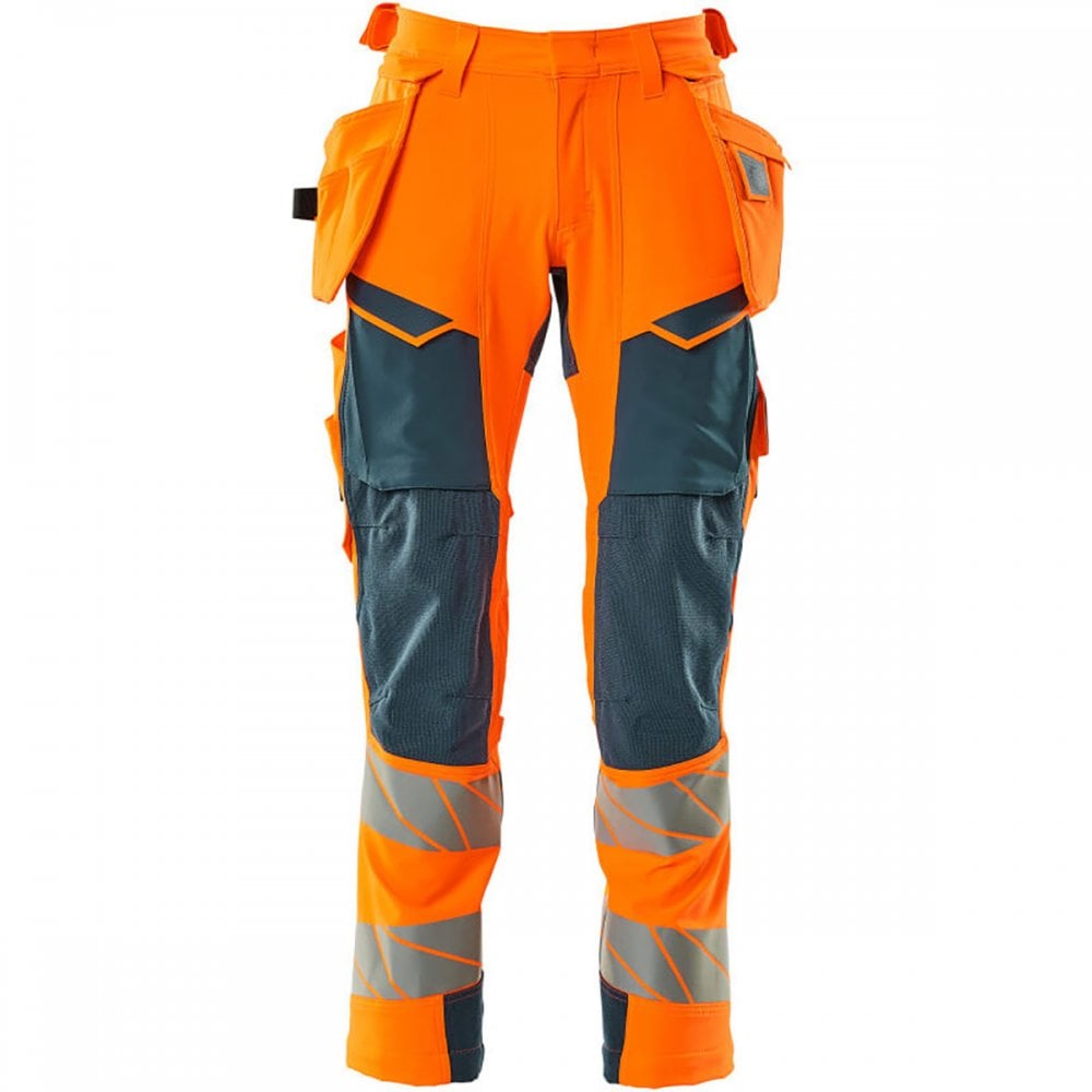 19031 Accelerate Safe Trousers with holster pockets Hi-Vis Orange/Dark Petroleum 35" 33.5" *One Size Only - Outlet Store*