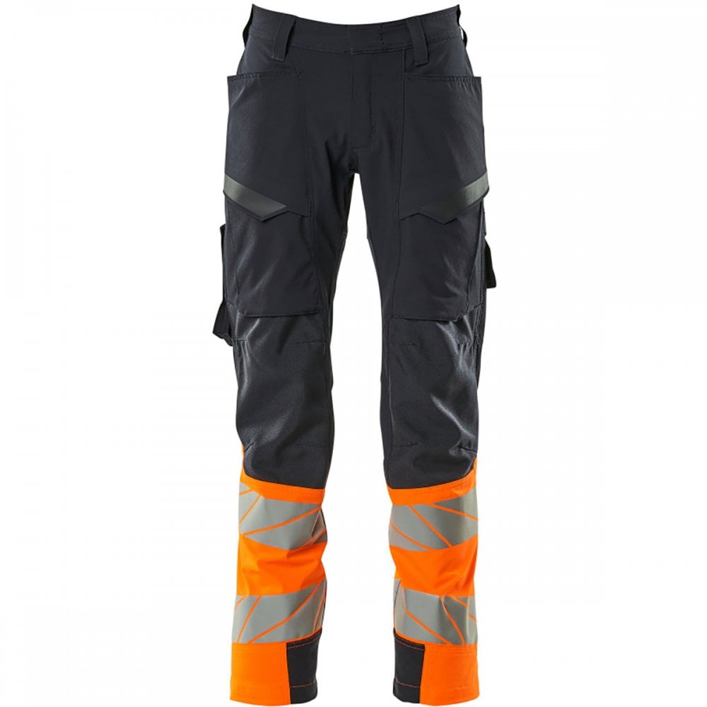 19379 Accelerate Safe Trousers with thigh pockets Dark Navy/Hi-Vis Orange 35" 36.5" *One Size Only - Outlet Store*