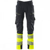 19379 Accelerate Safe Trousers with thigh pockets Dark Navy/Hi-Vis Yellow 35" 36.5" *One Size Only - Outlet Store*