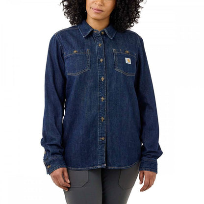 105492 Womens Midweight Denim Long Sleeve Shirt