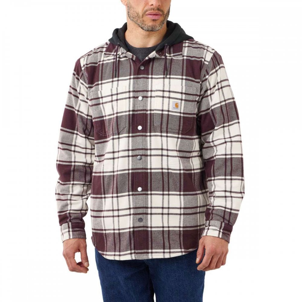 105621 Flannel Fleece Lined Hooded Shirt Jacket