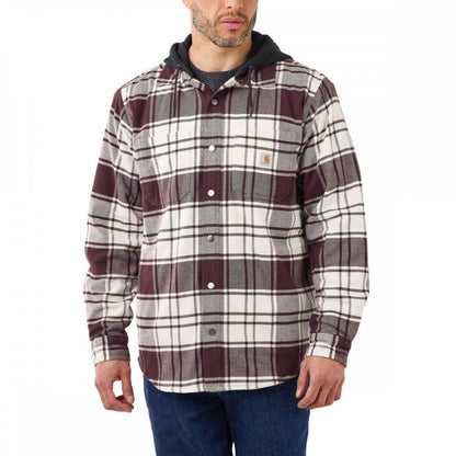 105621 Flannel Fleece Lined Hooded Shirt Jacket
