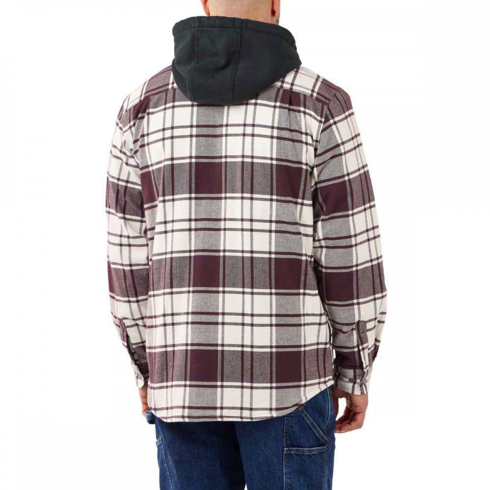 105621 Flannel Fleece Lined Hooded Shirt Jacket