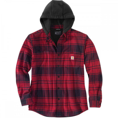 105621 Flannel Fleece Lined Hooded Shirt Jacket