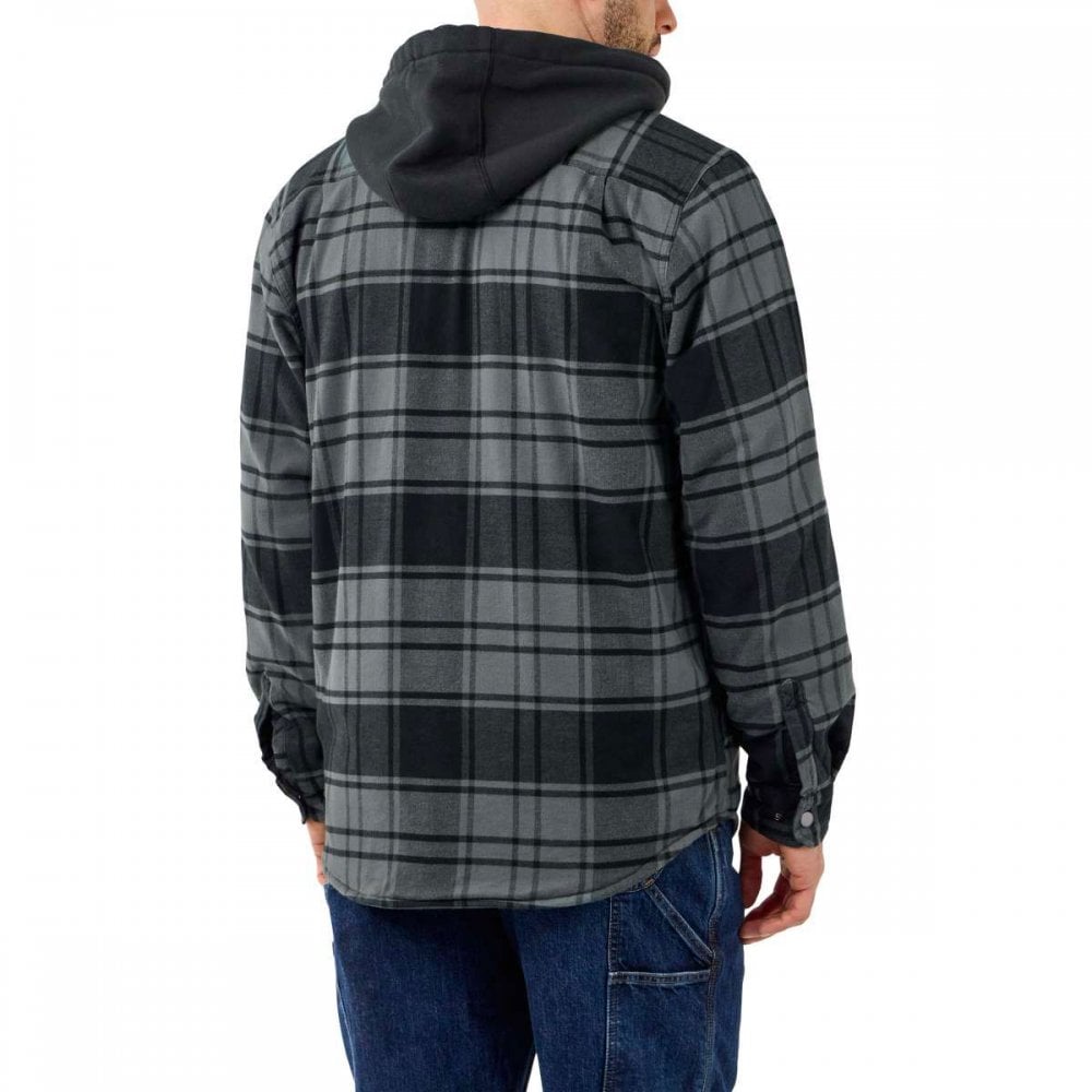 105621 Flannel Fleece Lined Hooded Shirt Jacket