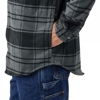 105621 Flannel Fleece Lined Hooded Shirt Jacket