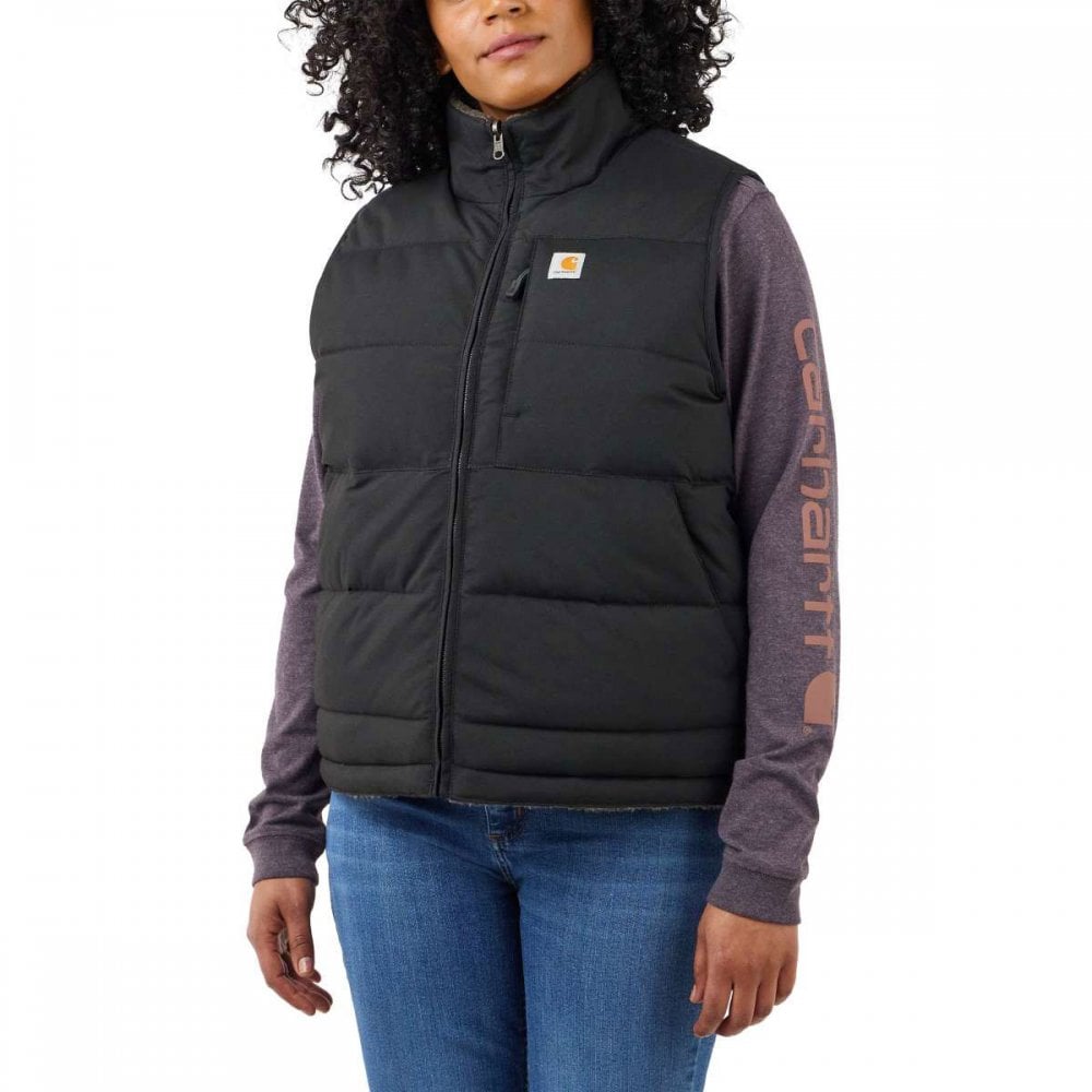 105607 Womens Reversible Montana Insulated Vest Black M *One Size Only - Outlet Store*