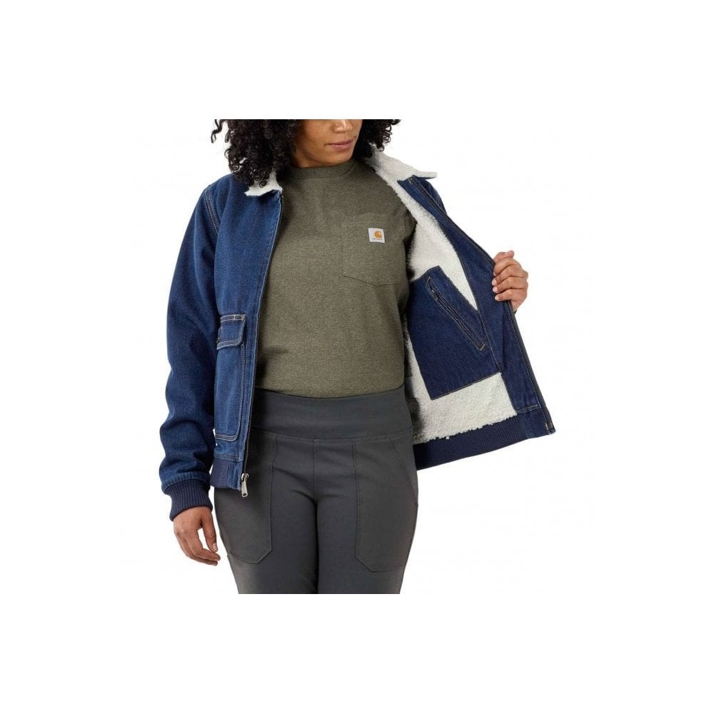 105446 Womens Relaxed Fit Denim Sherpa Lined Jacket