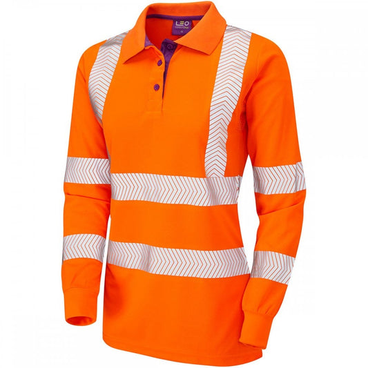 PL08 Pollyfield ISO 20471 Class 3 Coolviz Plus Womens Long Sleeved Polo Shirt