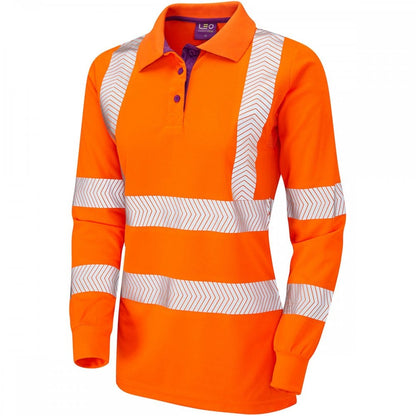 PL08 Pollyfield ISO 20471 Class 3 Coolviz Plus Womens Long Sleeved Polo Shirt