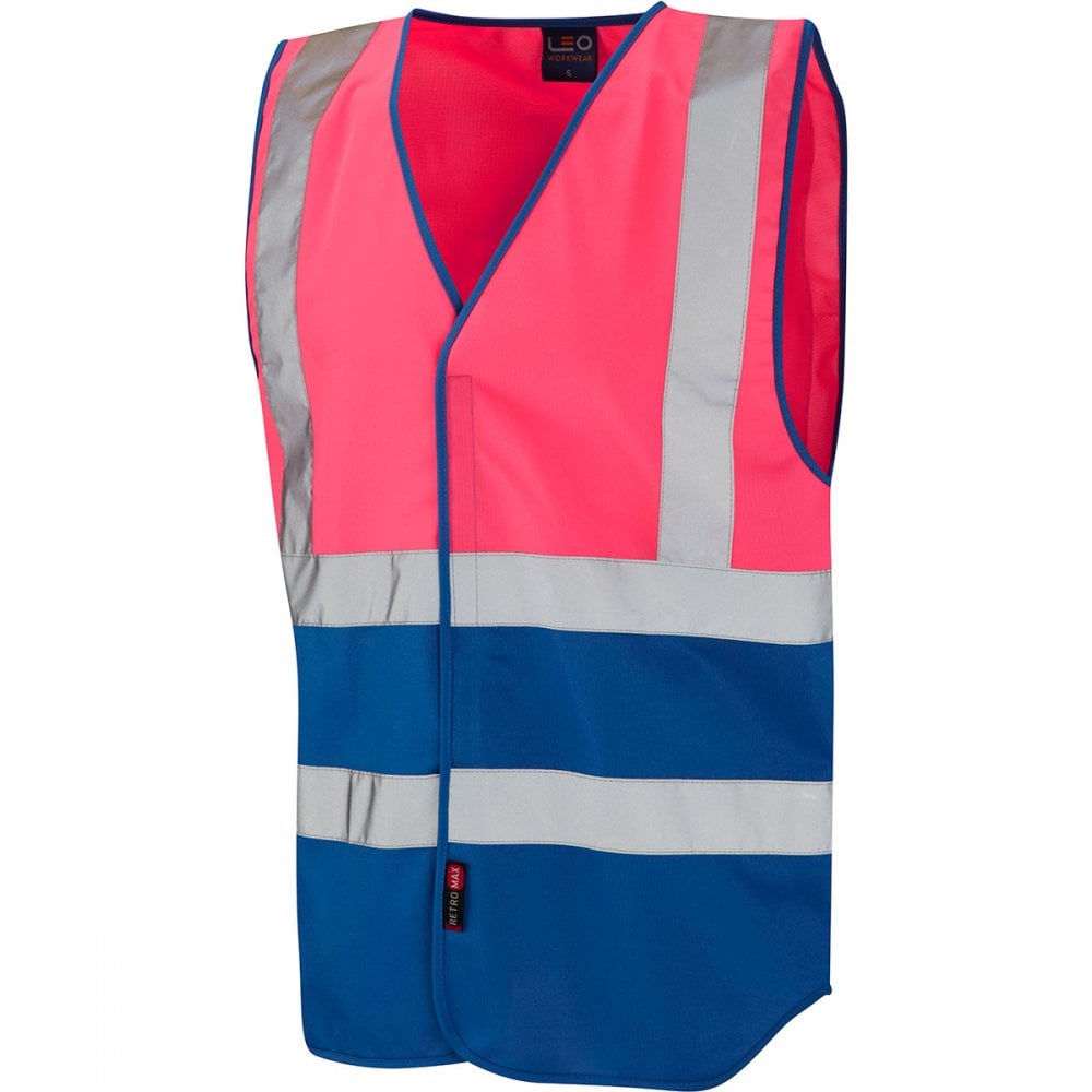 W05 Pilton Coloured Reflective Waistcoat Pink/Royal L *One Size Only - Outlet Store*