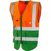 W11 Lynton ISO 20471 Class 2 Superior Waistcoat Hi-Vis Orange/Green S *One Size Only - Outlet Store*