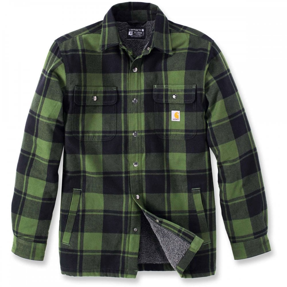 105939 Flannel Sherpa-Lined Shirt Jacket Chive 2XL *One Size Only - Outlet Store*