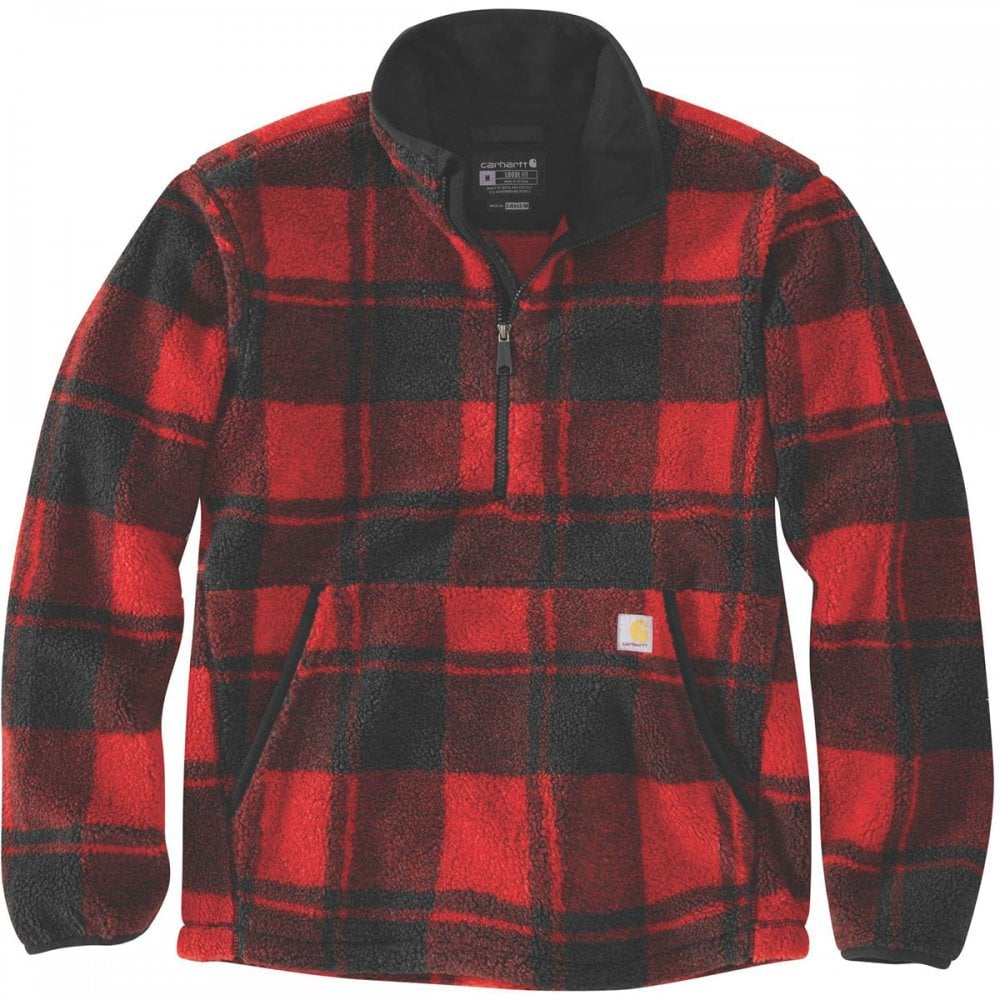 106443 Loose Fit Fleece Pullover Crabapple/Black Plaid S *One Size Only - Outlet Store*
