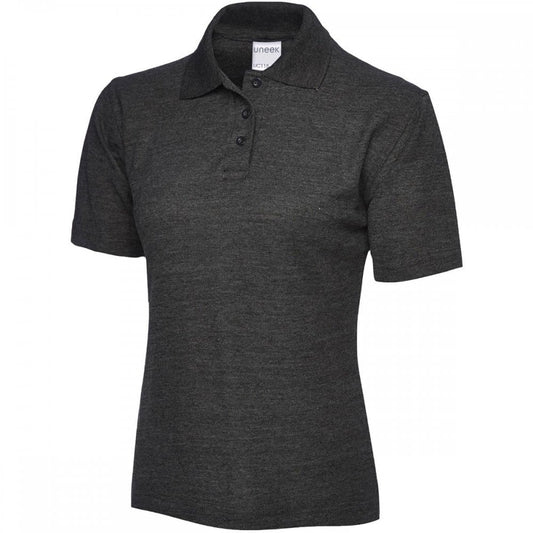 UC115 Ladies Active Cotton Poloshirt Charcoal M *One Size Only - Outlet Store*