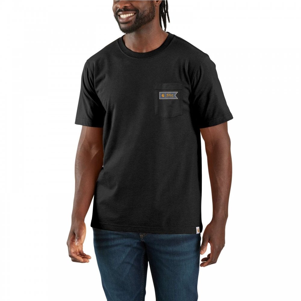 107063 Relaxed Fit Lightweight Short-Sleeve Pocket Script Graphic T-Shirt