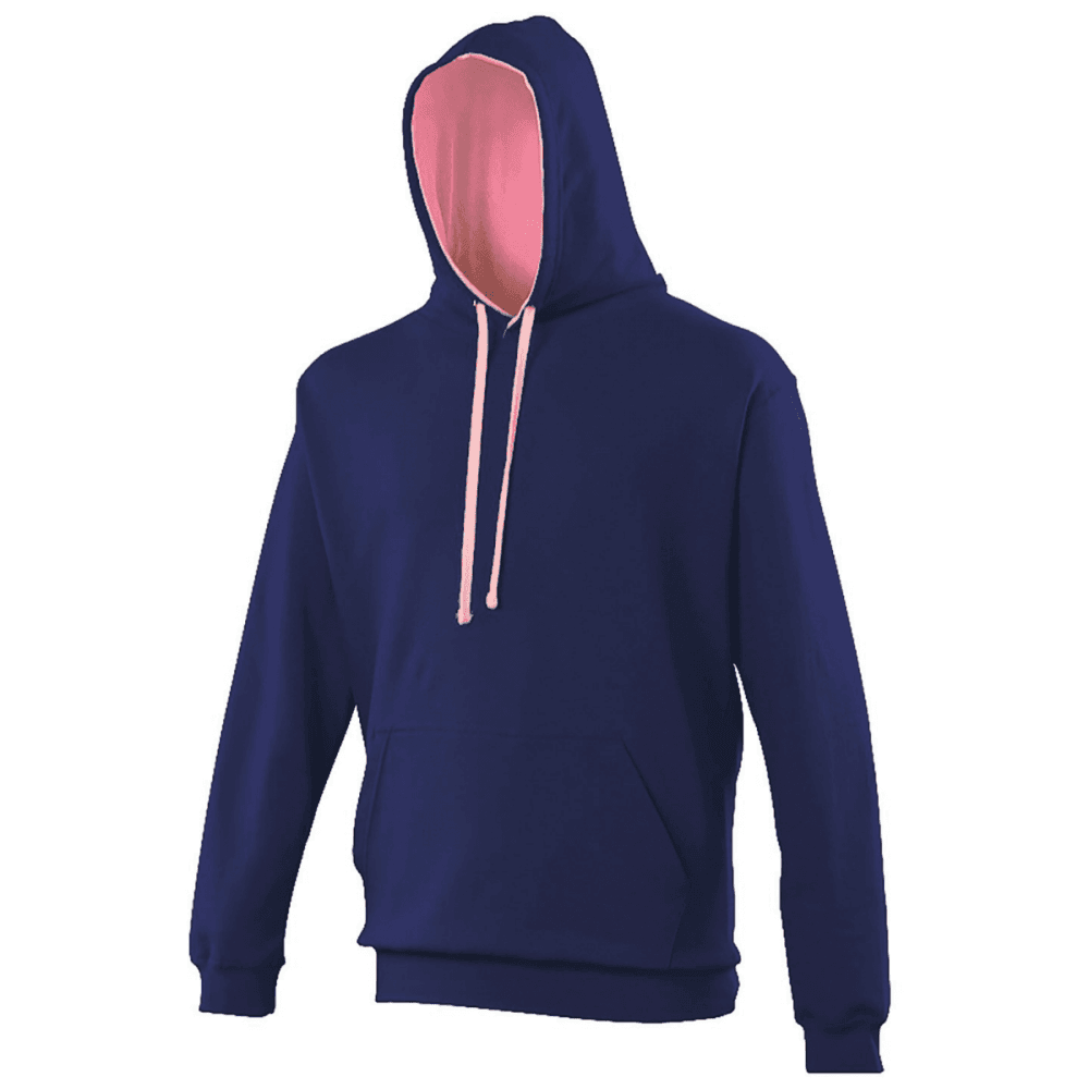 JH003 Varsity Hoodie Oxford Navy/Candyfloss Pink S *One Size Only - Outlet Store*